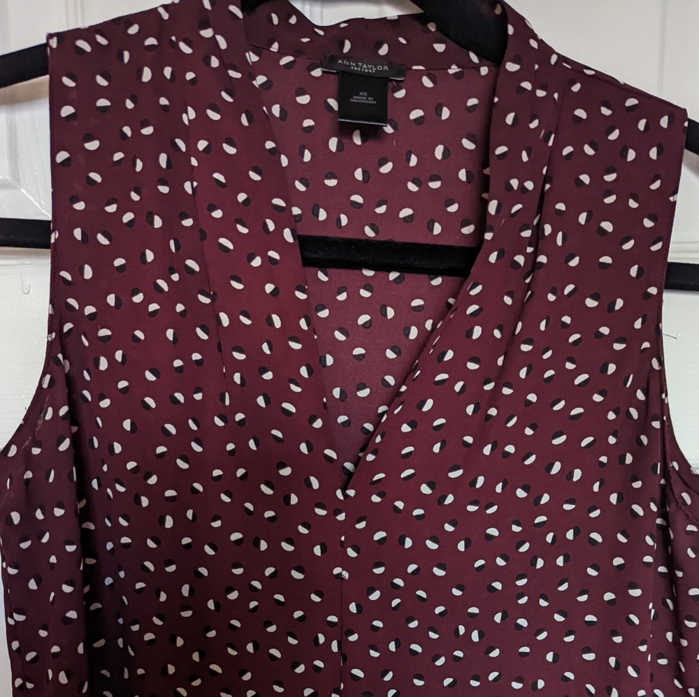 Burgundy pleat front blouse